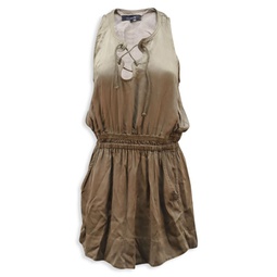 Isabel Marant Tie Front Mini Dress In Taupe Cotton