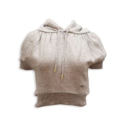 Dsquared² Top Cropped Hoodie Top With Embellishment In Grey Cotton