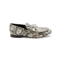 Avah Python Embossed Studded Loafers