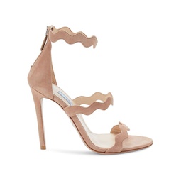Scalloped Strap Suede Sandals