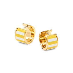 Goldtone & Enamel Hoop Earrings