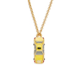 Goldtone & Cubic Zirconia Taxi Pendant Chain Necklace