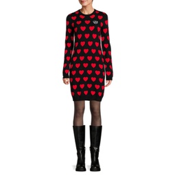 Hearts Crewneck Sweater Dress