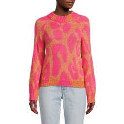 Leopard Pattern Wool Blend Sweater
