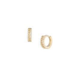 14K Goldplated Crytal Ball Huggie Hoop Earrings