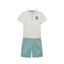 Little Boy's 2-Piece Logo Polo & Shorts Set