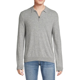 Classic Fit Long Sleeve Cashmere Polo Sweater