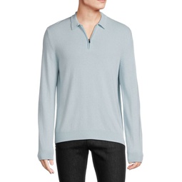 Classic Fit Long Sleeve Cashmere Polo Sweater
