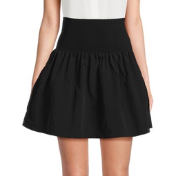 Shirred Flare Mini Skirt