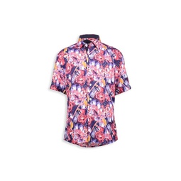 Boy's Splash Rose Print Button Up Shirt