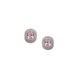 Look Of Real 14K Goldplated, Rhodium & Cubic Zirconia Double Halo Clip On Earrings