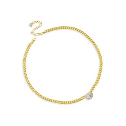 Look Of Real 14K Goldplated & Cubic Zirconia Curb Chain Necklace