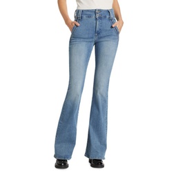 Double Detail High Rise Flare Jeans