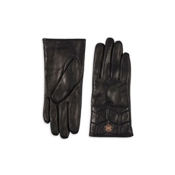 Quilted Leather & Cashmere Lined Short Gloves