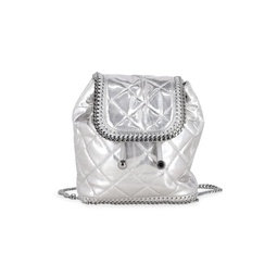Stella Mccartney Falabella Mini-Quilted Backpack In Silver Faux Leather
