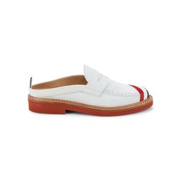 Logo Suede Open Back Penny Loafers