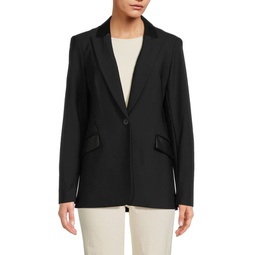 Faux Leather Single Breasted Blazer