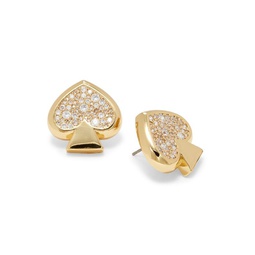Goldtone & Cubic Zirconia Spade Stud Earrings