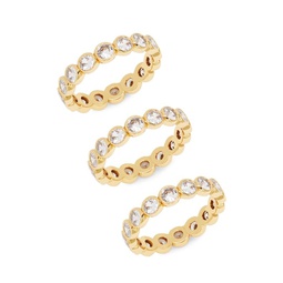3-Piece Goldtone & Cubic Zirconia Stackable Ring Set