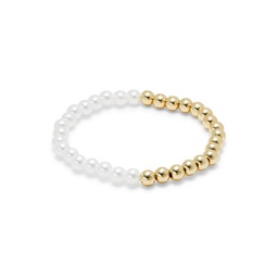 14K Goldplated & Faux Pearl Beaded Bracelet