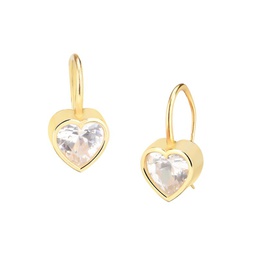 Shining Moment Glistening Heart 14K Gold Vermeil & Cubic Zirconia Drop Earrings