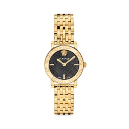 Greca Glass Goldtone Stainless Steel Bracelet Watch