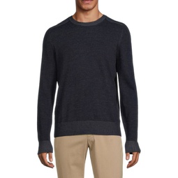 Merino Wool Saddle Shoulder Crewneck Sweater