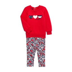 Little Girl's 2-Piece Sweatshirt & Floral Leggings Set