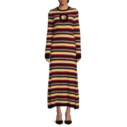 Patterned Alpaca & Wool Blend Midi Dress