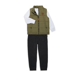 Little Boy's 3-Piece Vest, Tee & Joggers Set