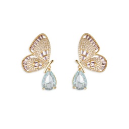 Luxe 18K goldplated & Cubic Zirconia Butterfly Drop Earrings