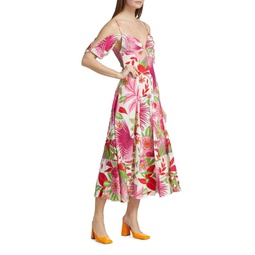 Dina Linen Blend Floral Midi Dress