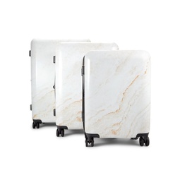 3-Piece Marble Print Spinner Suitcase Set