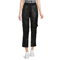 Faux Leather Drawstring Cropped Pants