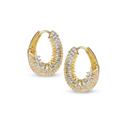 14K Goldplated & Cubic Zirconia Hoop Earrings
