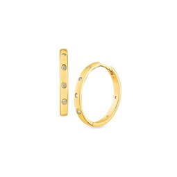 14K Goldplated & Cubic Zirconia Hoop Earrings
