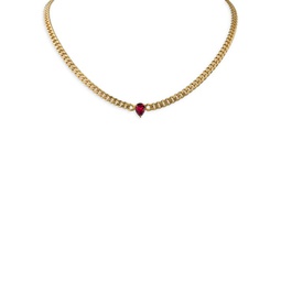 14K Goldplated & Cubic Zirconia Curb Chain Necklace