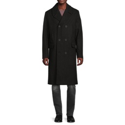 Wool Blend Double Breasted Trench Coat