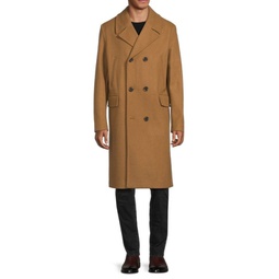 Wool Blend Double Breasted Trench Coat
