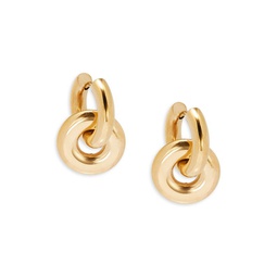 Goldtone Double Loop Huggies Earrings