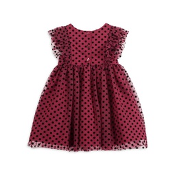 Baby Girl's Flocked Polka Dot Tulle Dress