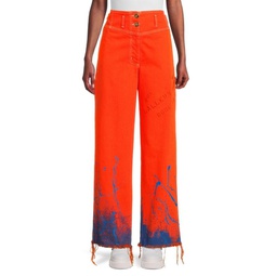 Frayed High Waist Graphic Jeans
