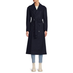 Belted Wool Blend Peacoat