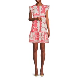Colorblock Pattern A-Line Mini Dress