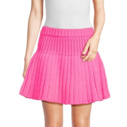 Wool Blend Fit & Flare Mini Skirt