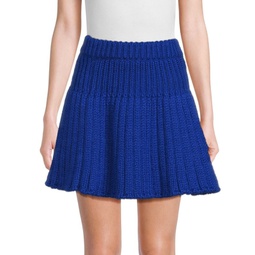 Wool Blend Fit & Flare Mini Skirt
