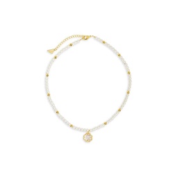 Selfina 14K Goldplated, Mother Of Pearl & Faux Pearl Choker Necklace