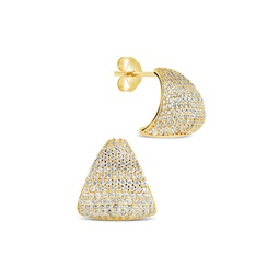 Aspen 14K Goldplated Cubic Zirconia Fan Stud Earrings