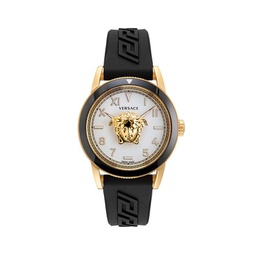 V-Palazzo 43MM IP Goldtone Stainless Steel & Silicone Strap Watch