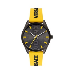 V-Vertical 42MM Logo Stainless Steel & Silicone Strap Watch